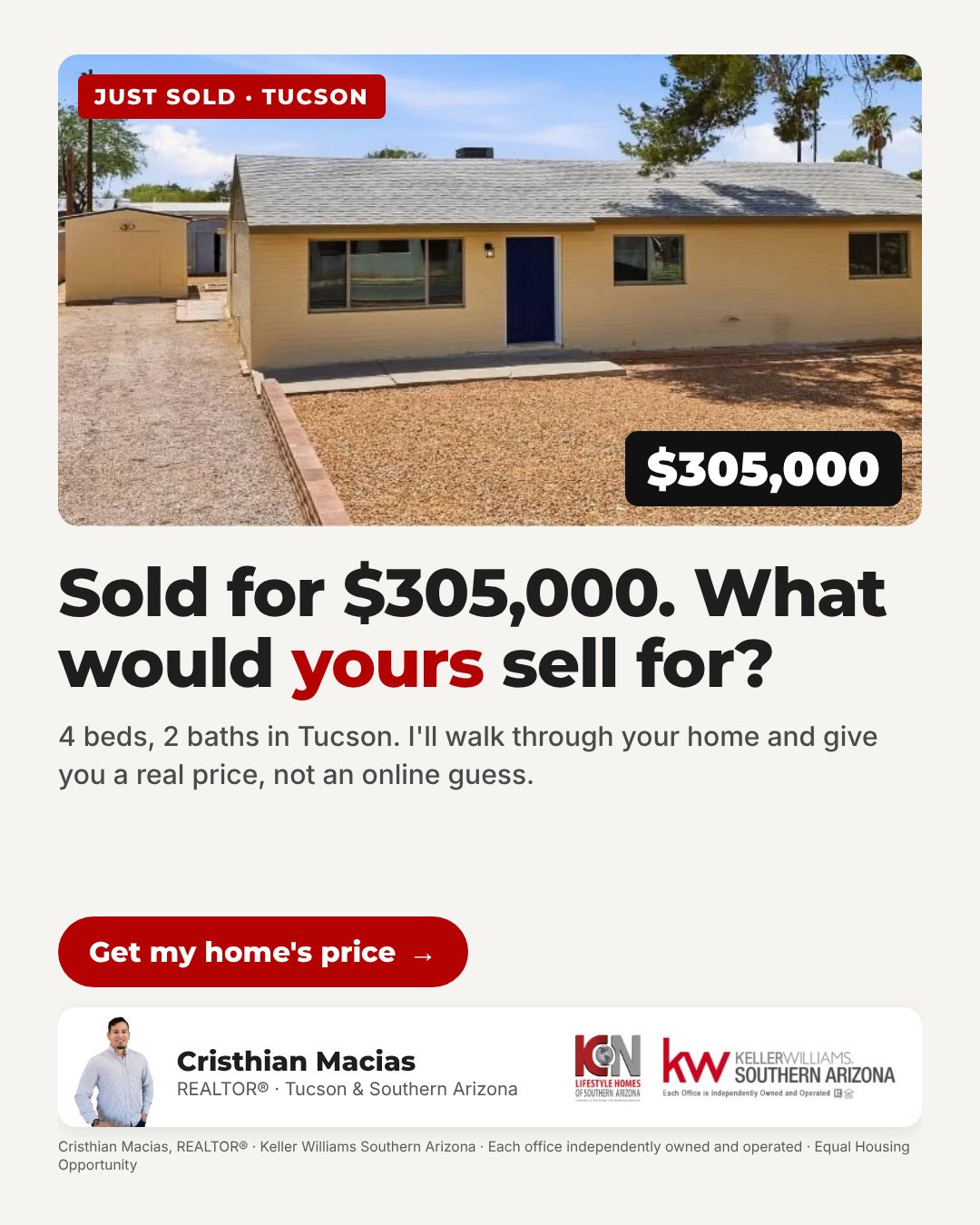 Cristhian Macias ad: Sold for $305,000. What would yours sell for?