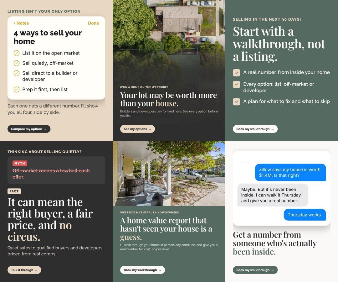Six seller ads built for a Los Angeles campaign